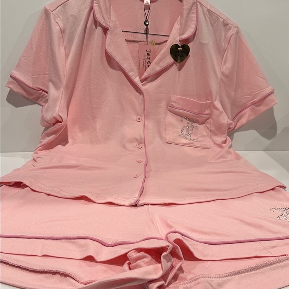 NWT Juicy Couture Short Set Sleepwear with Juicy Bling on front and back. - Picture 7 of 10